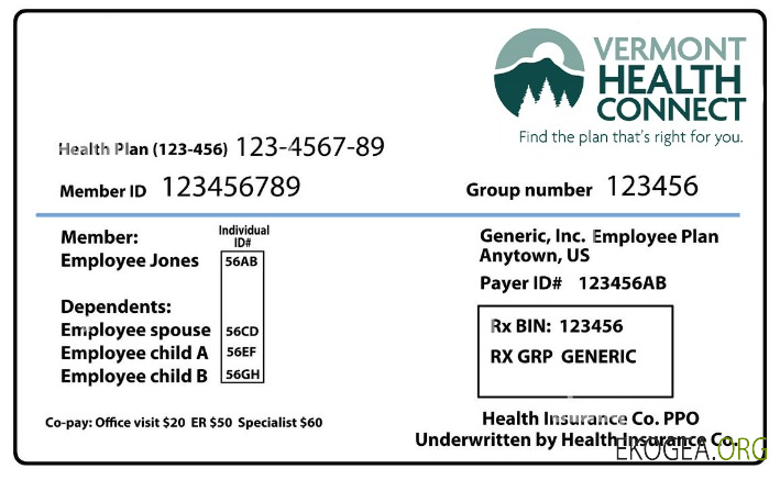 Carte d'assurance maladie du Vermont